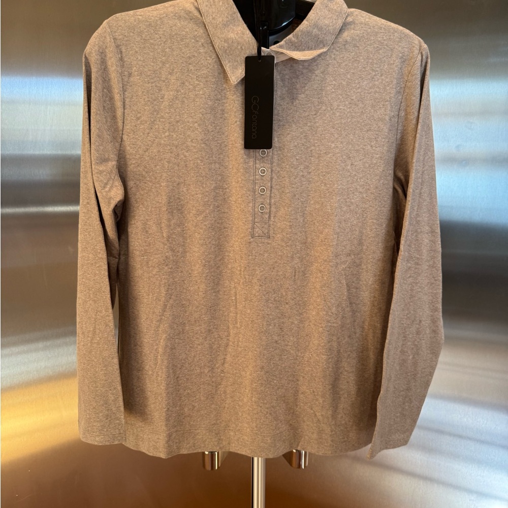 Men's Gray Long Sleeve Polo Shirt